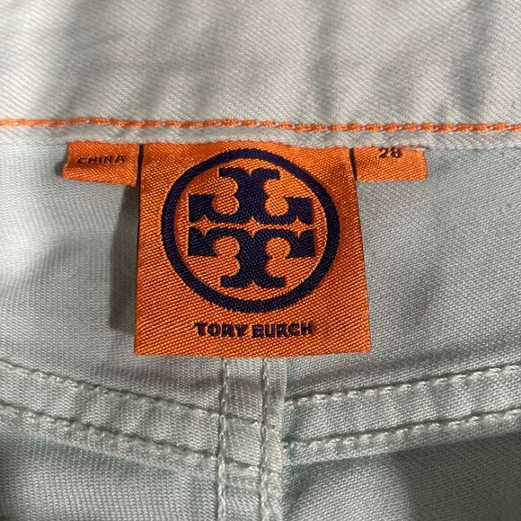 Tory Burch Alexa Cropped Skinny Jeans Womens 28 Mint Green Designer Denim Pants - Picture 3 of 11